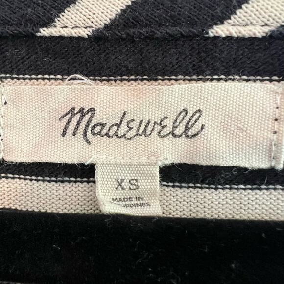 Madewell Women's Crewneck Bell Sleeve‎ Black White Stripes Size XS - Picture 4 of 7